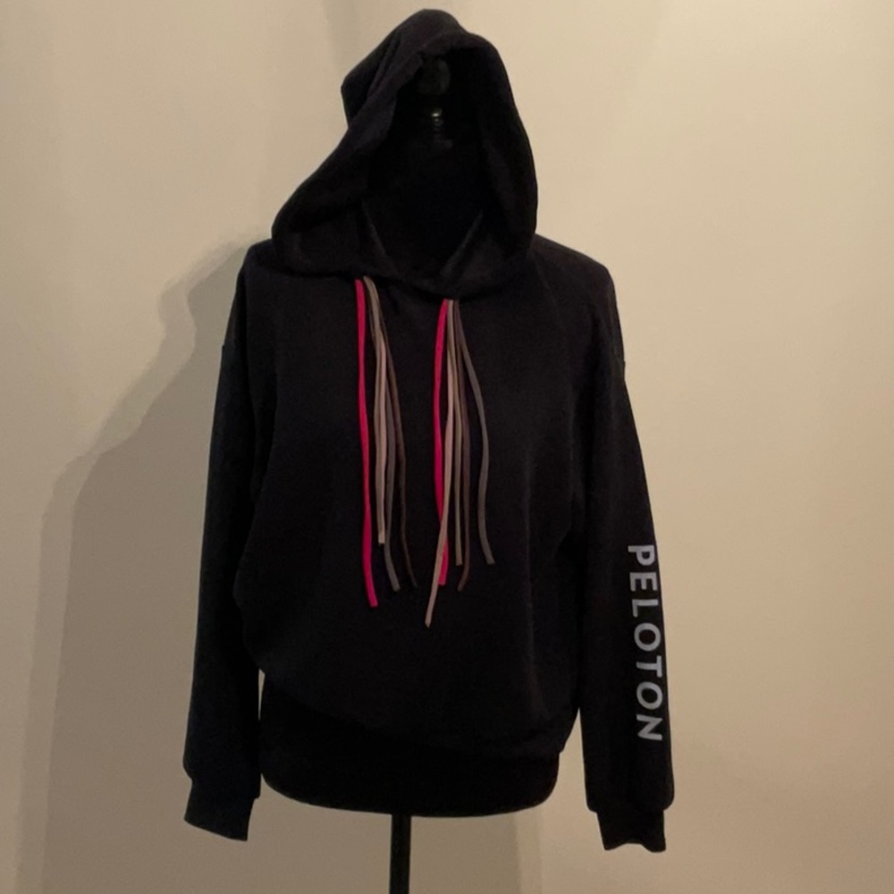 Peloton Black Hoodie with color strings